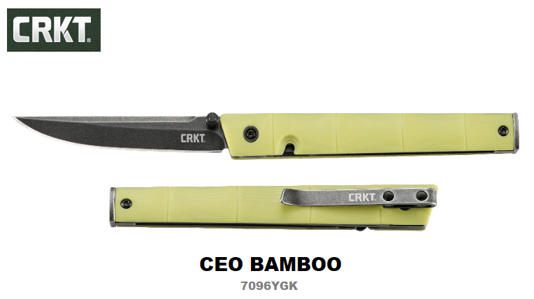 CRKT CEO Bamboo Slimline Folding Knife, GFN Yellow, CRKT7096YGK